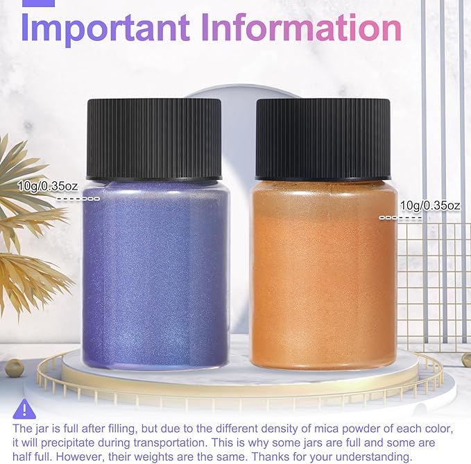 CHANGTIKEJI Mica Powder - 144 Colors - 10g/Bottle of Natural Pigment for Epoxy Resin，Eye Shadow,Car Freshies,Soap Making,Nail Polish,Candle Making,Bath Bombs