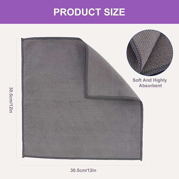 BeiLan Microfiber Cleaning Cloth: 12 Pack Cleaning Towels with 12 Color Assorted - 12"x12" All-Purpose Microfiber Clothes for Home/Kitchen/Car/Window/Glass