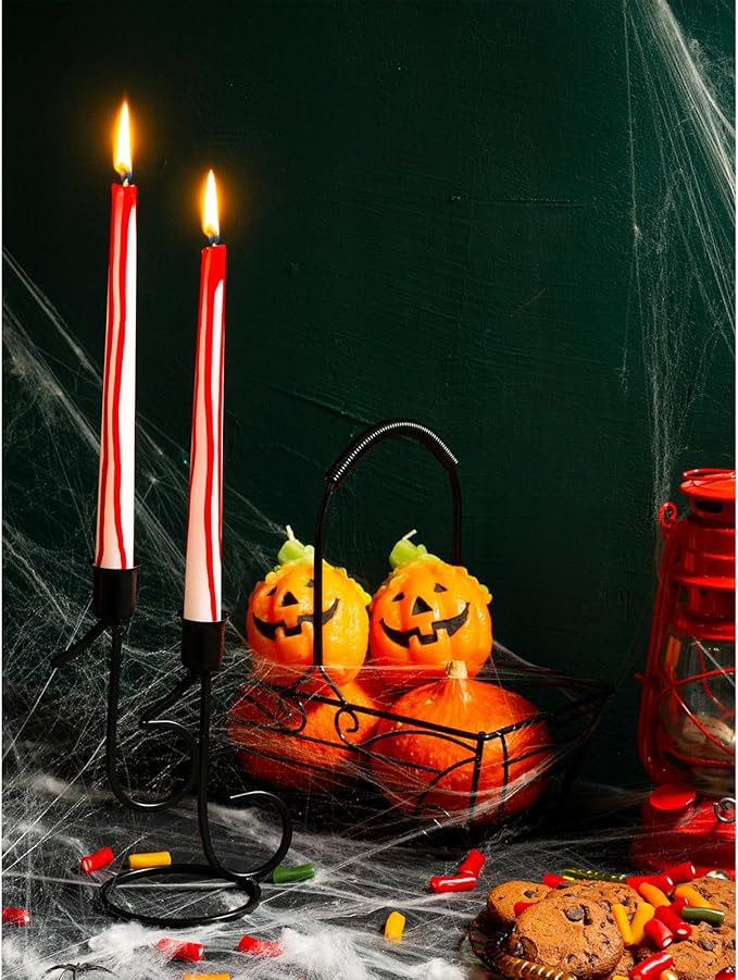 CANDWAX 12 inch Taper Candles Set of 12 - Unscented, Blood White, No Drip Taper Candles - Ideal for Halloween or Themed Events