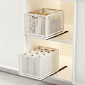 2 Pack Pull Out Cabinet Organizer, No Drill Adhesive Sliding Drawers for Kitchen, Metal Mesh Wire Storage Shelf for Pantry & Under Sink, White (9.6" W x 11.8" D x 8.4" H)
