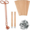 100pcs Wooden Candle Wicks 5.1 x 0.5 Inch, Smokeless Cherry Wood Wicks with Metal Clips, Includes Wick Trimmer, Perfect for Candle Making Kit and Soy Wax Candlemaking
