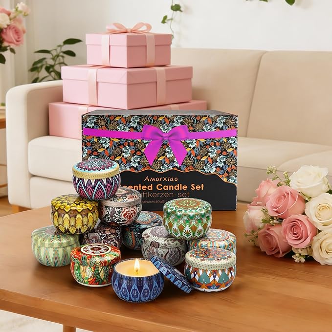 Scented Candles Gift Set,12 Pack Candles for Home Scented, 300 Hour Long Lasting Soy Wax Aromatherapy Candle Set, Birthday Gifts for Women with Gift Box