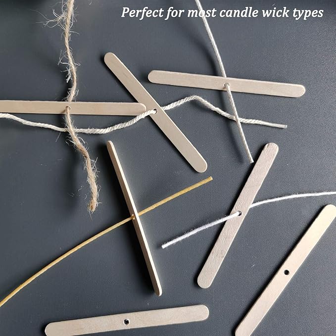 MILIVIXAY Wooden Candle Wick Holders,Candle Wicks Centering Device - Candle Centering Tool, 120 Pack