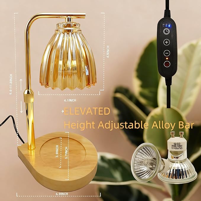 Candle Warmer Lamp with Timer & Dimmer, Height Adjustable Wax Melting Lamp with 2 Bulbs, Safe Flameless Candle Warmer for Home Decorat,Relax Gift for Wife, Mom, or Girlfriend, Congratulations Gifts