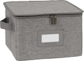 Covermates Keepsakes Zip-Top Storage Box Set, 3 Pack Heavy Duty Polyester Organizer Bins, Stackable Design, ID Window, Reinforced Handles, Closet Home Storage, Grey Heather