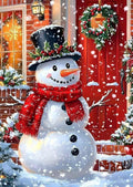Accompany Wind 5D Christmas Diamond Painting Kits for Adults, Christmas Snowman Diamond Art Kits,Round Full Drill Dots Gem Crafts for Home Wall Decor Gifts 12x16 Inch