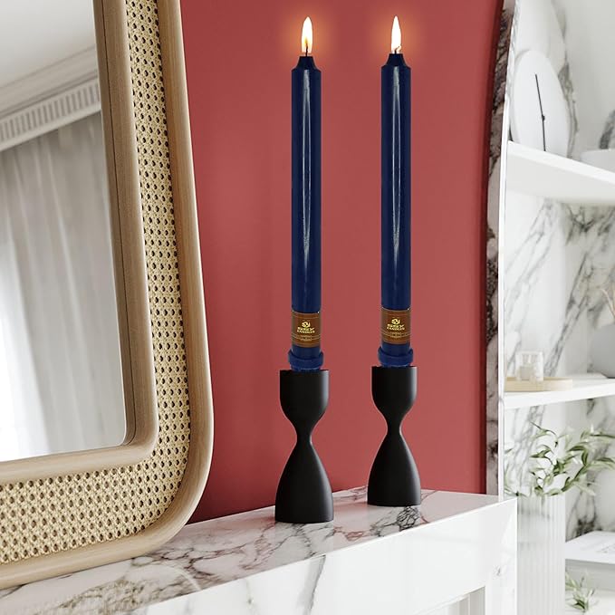 Navy Taper Candle 10 Inch Long Candlesticks Unscented Dripless Tapered Candle Set for Home Decor Wedding Party Dinner Candles, 4 Pack