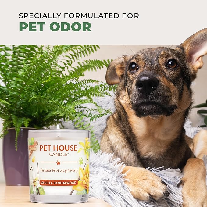 Pet House 9 oz Fresh Cut Grass Scented Candle, Clean Burning, Long Lasting Plant-Based Pet Odor Candle, 60 Hour Burn Time - 2 Pack
