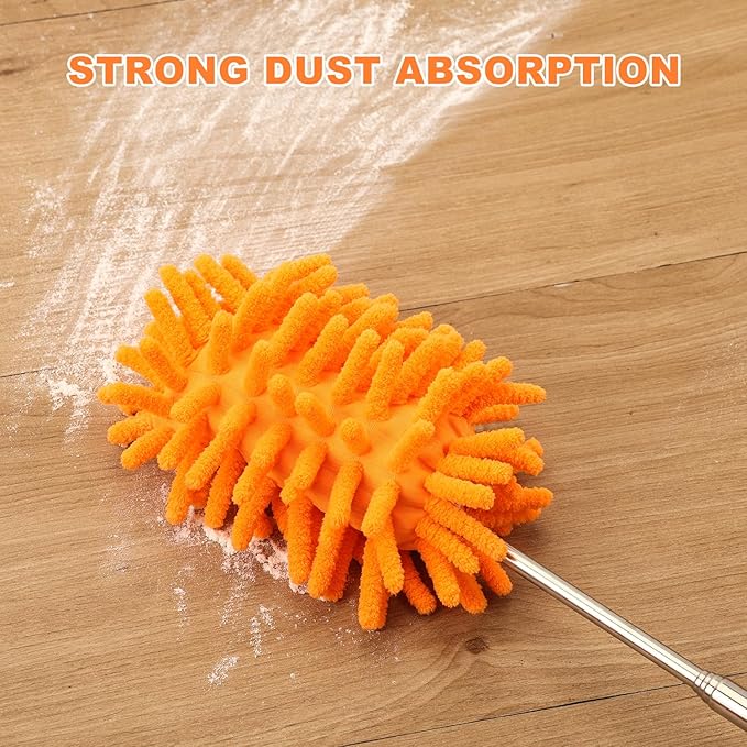 Microfiber Duster for Cleaning, YIMICOO 4PCS Hand Washable Dusters with Extension Pole, Extendable Cleaning Supplies for Home,Office,Car,Window,Furniture,Ceiling Fan