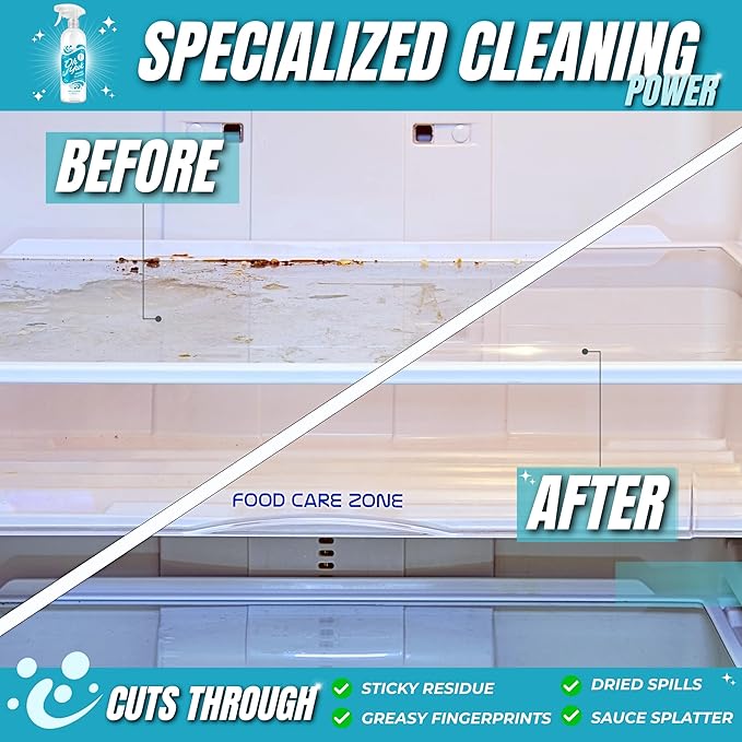 Oh Yuk Fridge Cleaner – Cleans Inside Refrigerator for Spotless, Food-Contact Safe Surfaces | Biodegradable, Vegan, Cruelty-Free | Effortlessly Lifts Sticky Messes & Dried-On Food | Spray Bottle