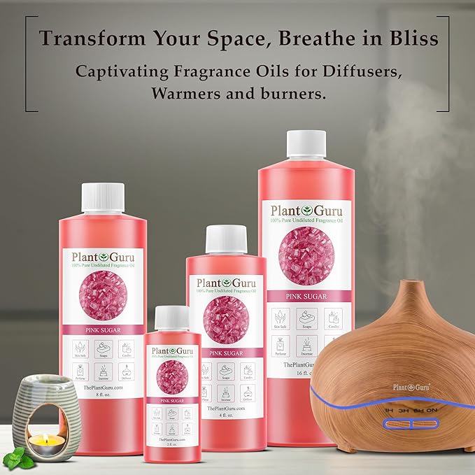 Pink Sugar Fragrance Oil 4 fl. oz. Scented Oil for DIY Soap Making, Candles, Bath Bombs, Body Butters. Used in Aromatherapy Diffusers, Burners and Warmers. Great Addition to Lotions and Creams.