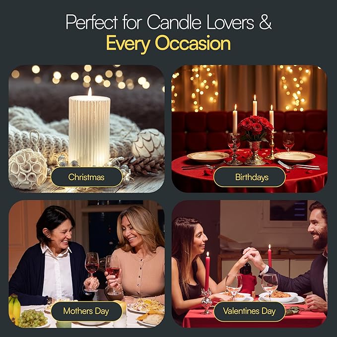 Candle Accessory Set 5 in 1 Candle Care Kit with Candle Wick Trimmer, Wick Dipper, Candle Snuffer, Rechargeable Candle Lighter & Metal Tray - Luxury Gift Box for Candle Lovers (Matte Black)