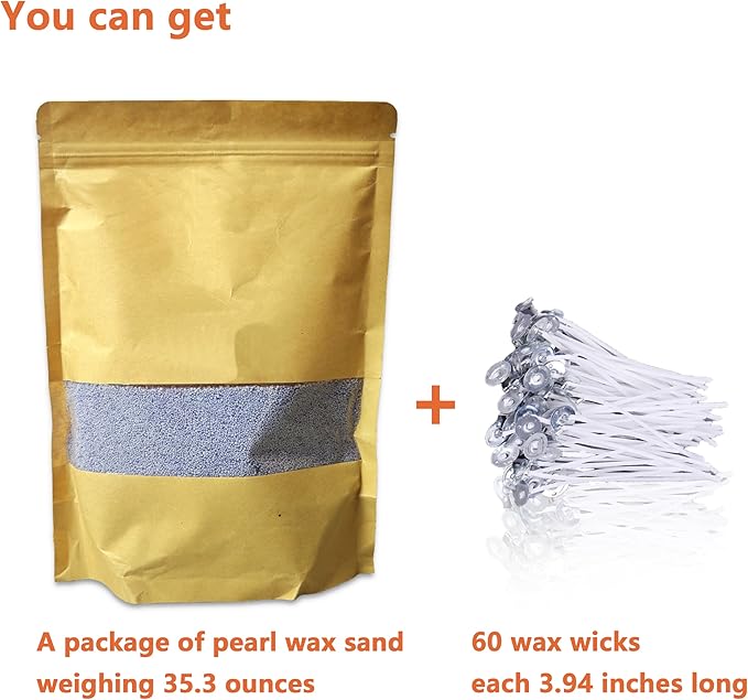DRMAISON Pearled Candle Wax Sand DIY Kit - 35.3 oz, Lavender Purple, Non-Toxic&Smoke-Free, Refillable with 60 Wicks, Long-Lasting Flame, Highly Customizable for Wedding, Party&Holiday Decor