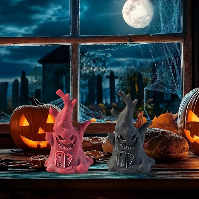 Ghost Tree Stump Candle Silicone Molds Resin Casting Mould for DIY Halloween Candle Making Polymer Clay Craft Plaster Home Decoration