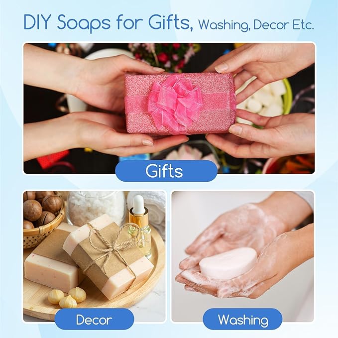 Deluxe Soap Making Supplies Kit for Adults, All-in-One Soap Making Kits with Soap Melter, 4.4 Lb Soap Base, 8 Essencial Oils,8 Dyestuffs, Silicone Molds, Soap Cutters and Packing Craft Soap Kit