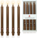 Brown Taper Candle 10 Inch Long Candlesticks Unscented Dripless Tapered Candle Set for Fall Decorations Home Wedding Party Dinner Candles, 4 Pack