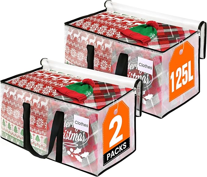 RoomHacks Clear Heavy Duty Extra Large Moving Bags, Reinforced Handle and Double Zipper, Storage Bags Alternative to Moving Box (2 Packs)