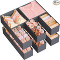 SONGMICS Drawer Organizer, Dresser Drawer Organizers, Set of 12, Foldable Fabric Storage Bins for Socks, Underwear, Bras, Ties, Scarves, Slate Gray URDZ006G03