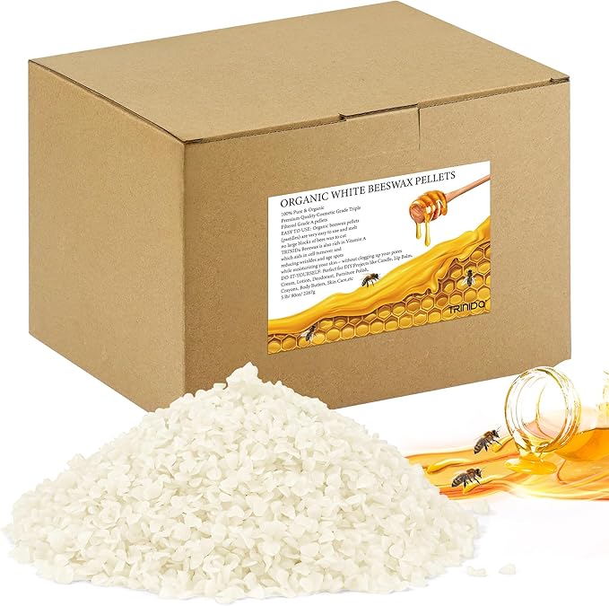 TRINIDa White Beeswax Pellets 5LB(80 oz), Organic Bees Wax Pellets for DIY Candles, Beeswax for Candle Making, Skin, Body, Face, and Hair Care, Lotions, DIY Creams, Lip Balm and Soap Making