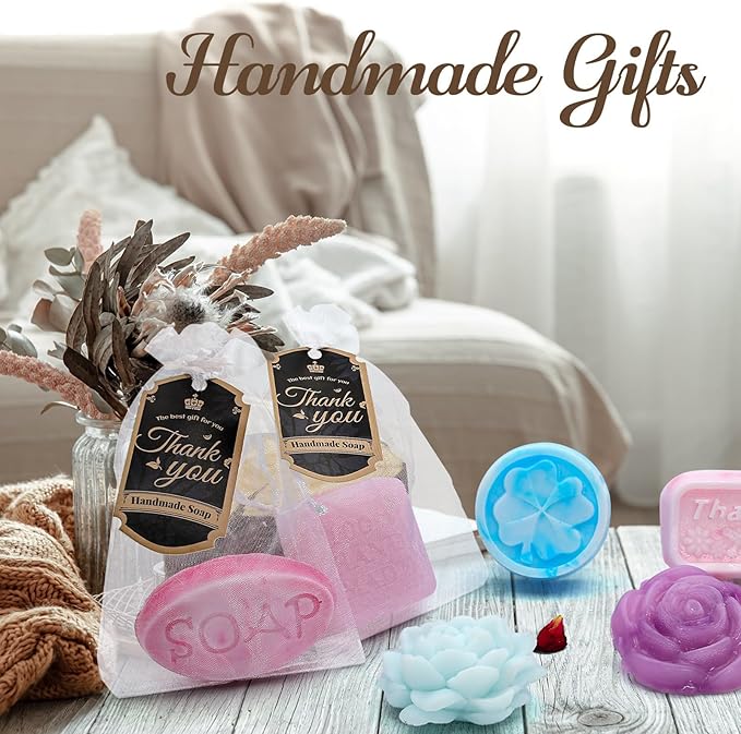 Soap Making Kit for Adults & Kids, Melt and Pour Soap Making Supplies with Shea Butter & Clear Base, 6 Silicone Molds, Colors, Fragrances, Dried Flowers & Gift Bags – DIY Soap Craft Kit for Beginners