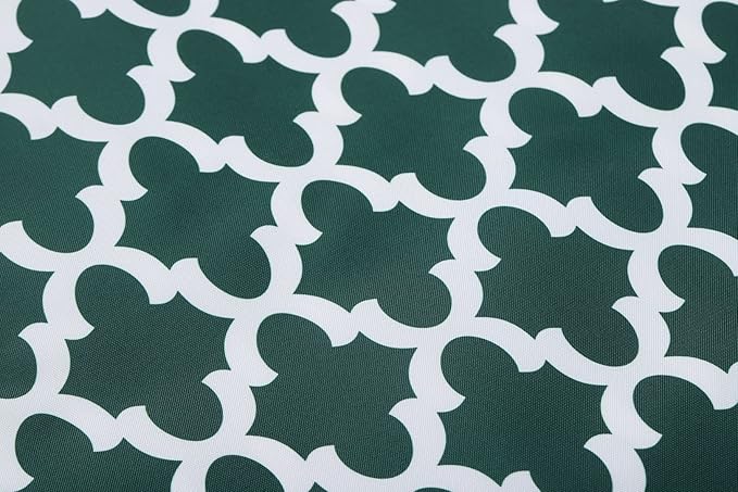 Mybecca Canvas Oxford Fabric Marine Waterproof Outdoor Awning 600 Denier Moroccan Ogee Pattern Green/White (Cut Separate by Yard for Prime Orders-1 Yard) (60"x36")