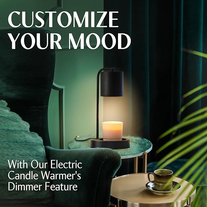 Candle Warmer Lamp with Timer and Dimmer & Includes 2 Bulbs, Electric Wax Candle Lamp Warmer for Jar Candles, Home Decor Aesthetic, and House Warming Gifts - Black