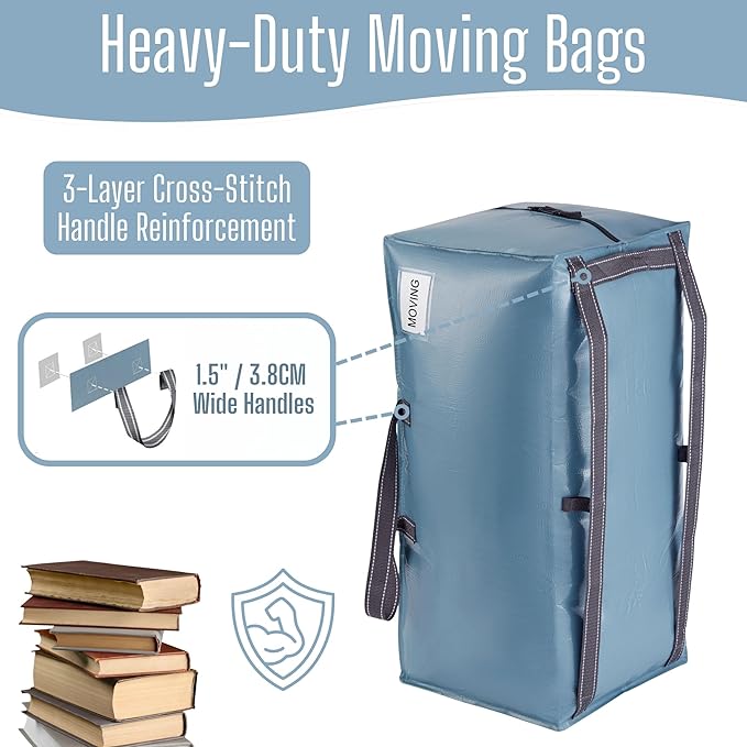 VENO 6 Pack Heavy Duty Moving Bags with Backpack Straps, Zippers & Handles, Extra Large Packing Bags for College Dorm Essentials, Moving Supplies Alternative to Cardboard Moving Boxes
