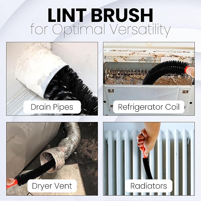 Dryer Lint Brush Vent Cleaner, Long Flexible Refrigerator Condensor Coil Cleaning Brush, Fridge and Radiator Cleaner Brush, 26 Inch,2 PC