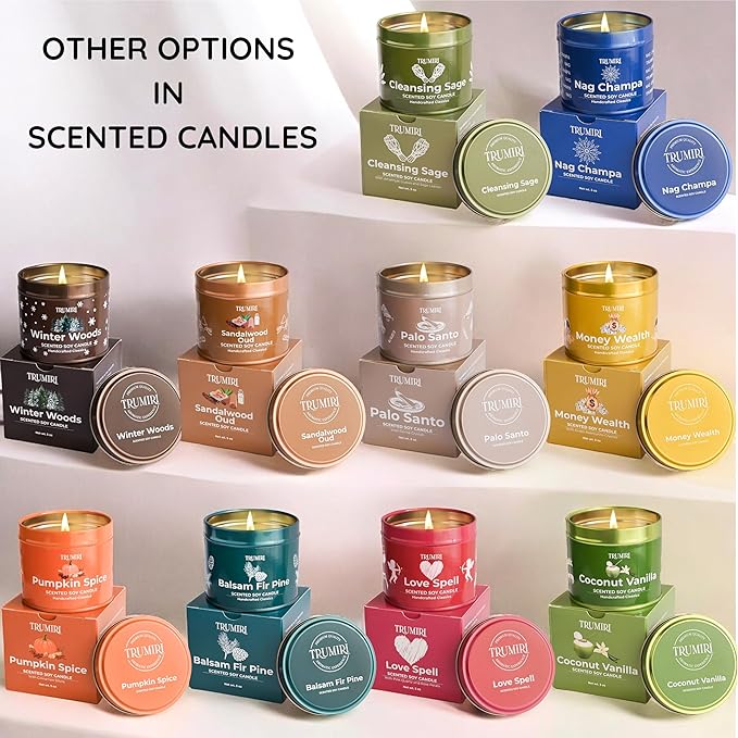 Pumpkin Spice - Cinnamon Soy Candles for Home Scented - for Fall Halloween Thanksgiving Holidays - 5oz Natural Clean Non Toxic Long Lasting Highly Scented Pet Safe Luxury Tin with Essential Oils