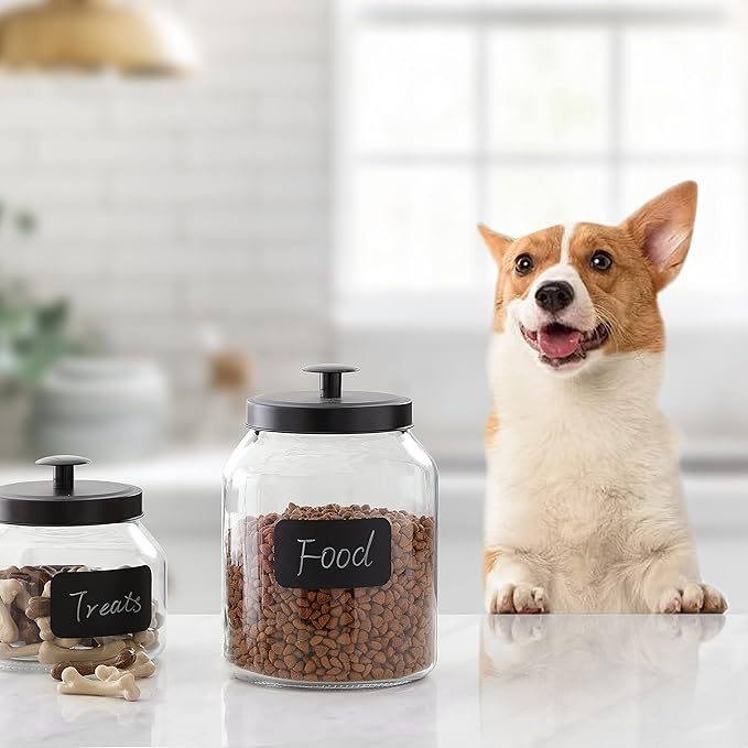 Hyperspace Clear Glass Kitchen Canister Set, Cookie Jar, Food Storage Container, Bathroom Jar with Metal Airtight Lid (Black)