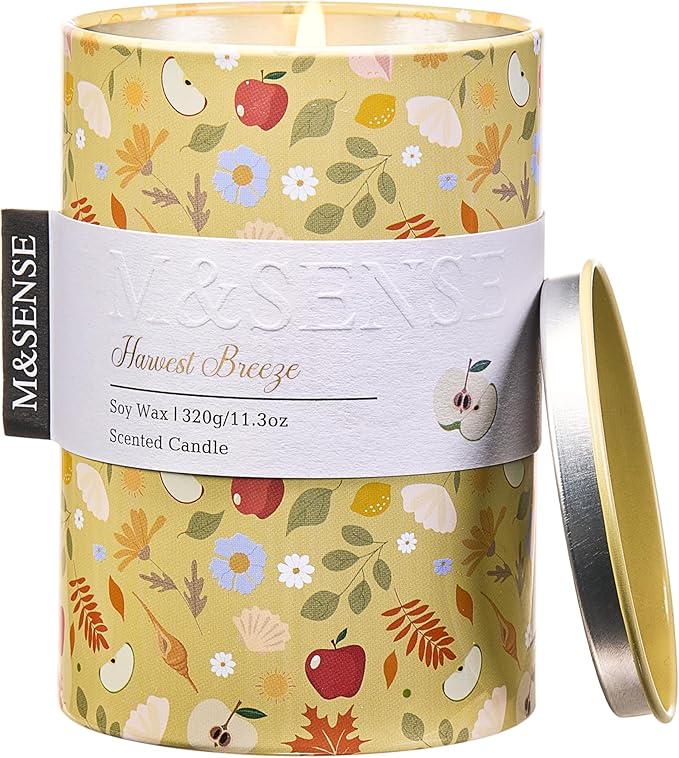 M&SENSE Spring Candle 11.3 oz, Harvest Breeze Scented Candle, Non-Toxin Soy Wax for Home Scented, Floral Candles Gift for Her, Up to 70 Hours Burning Long-Lasting Fragrance