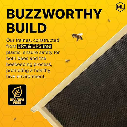 Mann Lake Premium Beekeeping Frames, Fully Assembled, Deep Rite-Cell Hive Frames, Beeswax Coating, Universal Fit, BPA & BPS Free, 9 1/8 Inches, Black, 20-Pack