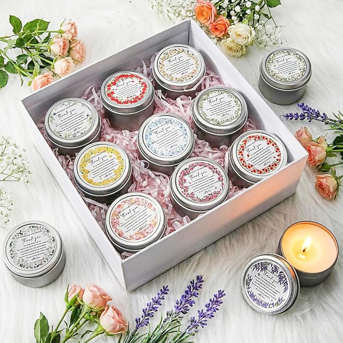 Nuanchu 24 Pack Wedding Favor for Guest Wedding Scented Candles Gift Set 2oz Eid Mubarak Candle for Her Him Natural Soy Wax Jar Long Lasting Aromatherapy Gift Bulk for Bridal Shower Rustic Party Favor