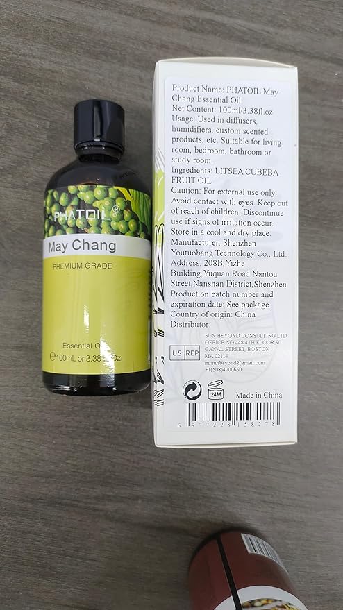 PHATOIL May Chang Essential Oil, Pure Premium Natural Oil for Hair Care, Body Skin Care, Aromatherapy, DIY Candle, Soap Making 3.38Fl Oz