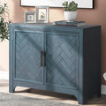 Amposei Wooden Accent Cabinet 40-Inch Vintage Sideboard Coffee Bar 2-Door Entryway Storage Cabinet with Adjustable Shelf for Living Room Entrance, Antique Blue