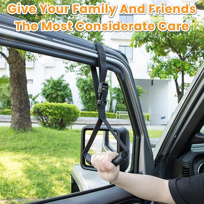 E-cowlboy Auto Cane Grab Aid - Standing Aid, Safety Handle, Mobility Assist Device - Portable, Adjustable, Nylon Grip (Black)