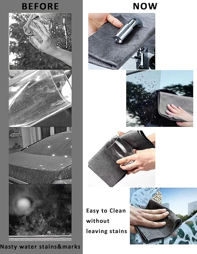 8 Packs Thickened Magic Cleaning Cloth, 2024 New Microfiber Cleaning Cloths, All-Purpose Lint Free Cloth, Reusable Microfiber Towels, Streak Free Rags for Window,Mirror,Glass,Car,Kitchen-Grey