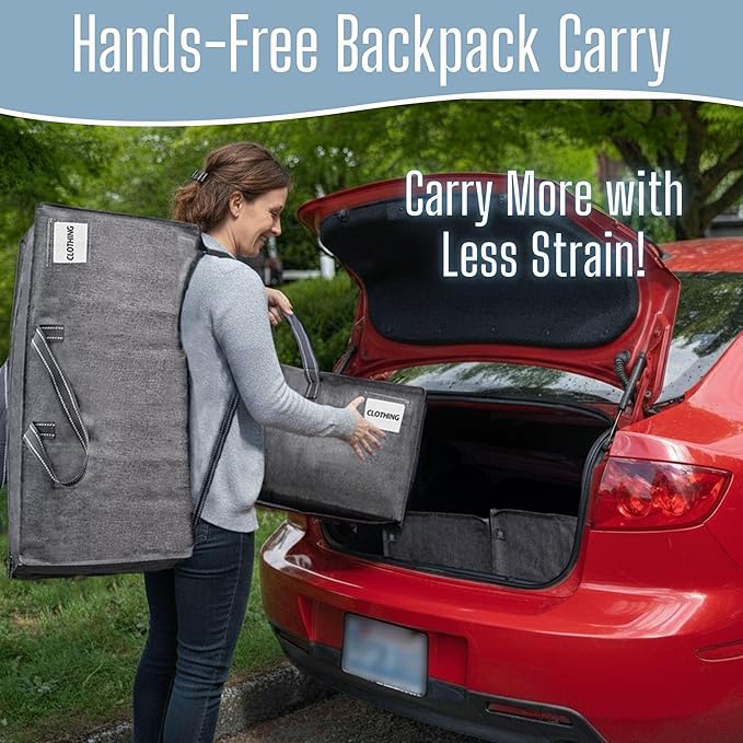 VENO 4 Pack Heavy Duty Moving Bags with Backpack Straps, Zippers & Handles, Extra Large Packing Bags for College Dorm Essentials, Moving Supplies Alternative to Cardboard Moving Boxes