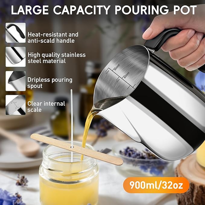 Zapstarz Candle Making Kit with Hot Plate, Candle Making Supplies for Adults Beginners, Wax Melting Pot with Stirring Spoon, Anti-Scalding Pad, Candle Wick, Centering Device, Wick Stickers