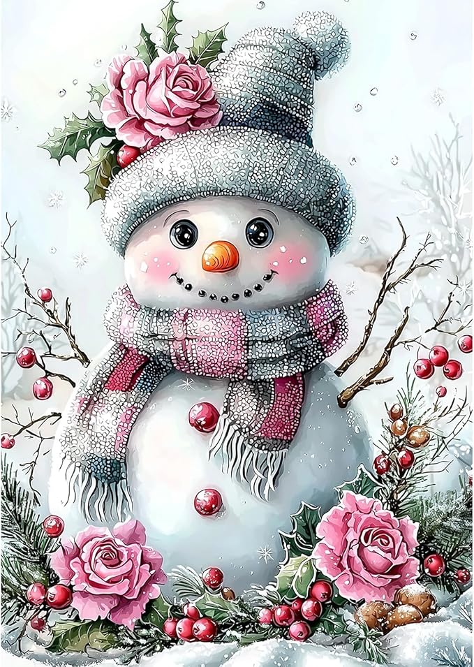 Genius maker Christmas Snowmen Diamond Painting Kits for Adults, 5D Diamond Art Kit for Adults Beginners, DIY Full Drill Gem Art Diamonds Painting Pictures Crafts Kit for Home Wall Decor 12x16inch