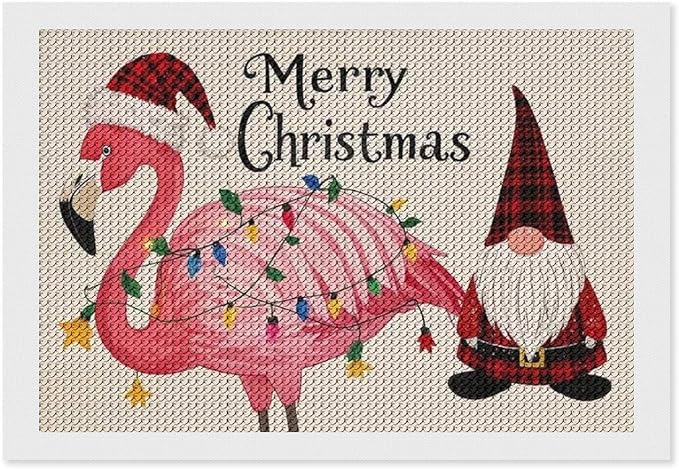 AIVKIEJK Diamond Painting Kits for Adults - Festive Flamingo Christmas Santa Hat Painting DIY 5D Full Drill Diamond Dots Paintings with Diamonds Gem Art and Crafts Home Decor 8"x12"