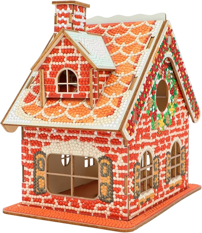 Party Ready 3D Diamond Painting Gingerbread House Christmas Cabin Kit – DIY Holiday Décor, Full Drill Mosaic Art, Festive Craft Kit (Christmas Carbin 2)