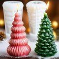 2pcs 3D Christmas Tree Silicone Candle Soap Epoxy Resin Wax Mold Silicone Shapes Christmas Trees Mold for Candle Resin Soap Craft Cake Chocolate Making Kit Christmas Gift (Cedar+Origami)