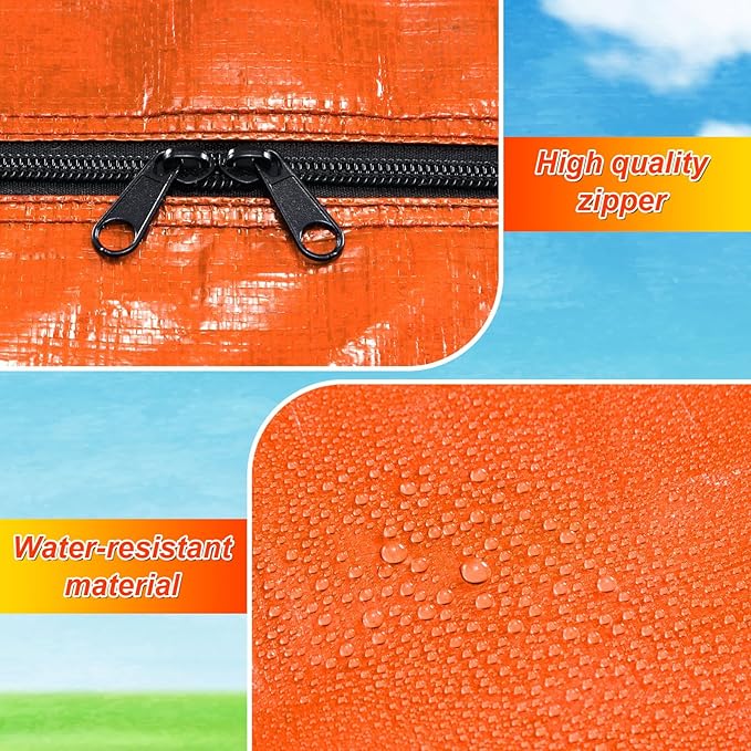 4 Pcs 96 Gallon Extra Large Moving Bags Heavy Duty Storage Bag with Strong Zipper Handle Foldable XXL Jumbo Storage Tote Packing Moving Box for College Dorm Travel Cloth Duffle (Orange)