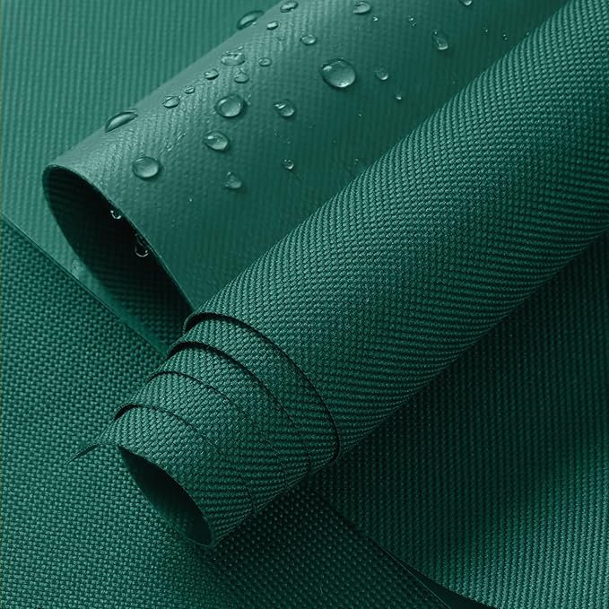 ANMINY 100% Waterproof Outdoor Fabric 3 Yards, 58" W 600D Marine Canvas Fabric with PVC Backing, Ripstop Upholstery Material by The Yard for Furniture Boat Covers Tent Awning, Emerald