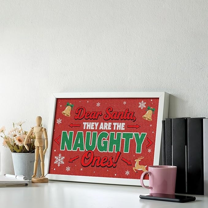 AIVKIEJK Diamond Painting Kits for Adults - Christmas Dear Santa, They are The Naughty Ones Painting DIY 5D Full Drill Diamond Dots Paintings with Diamonds Gem Art and Crafts Home Decor 8"x12"