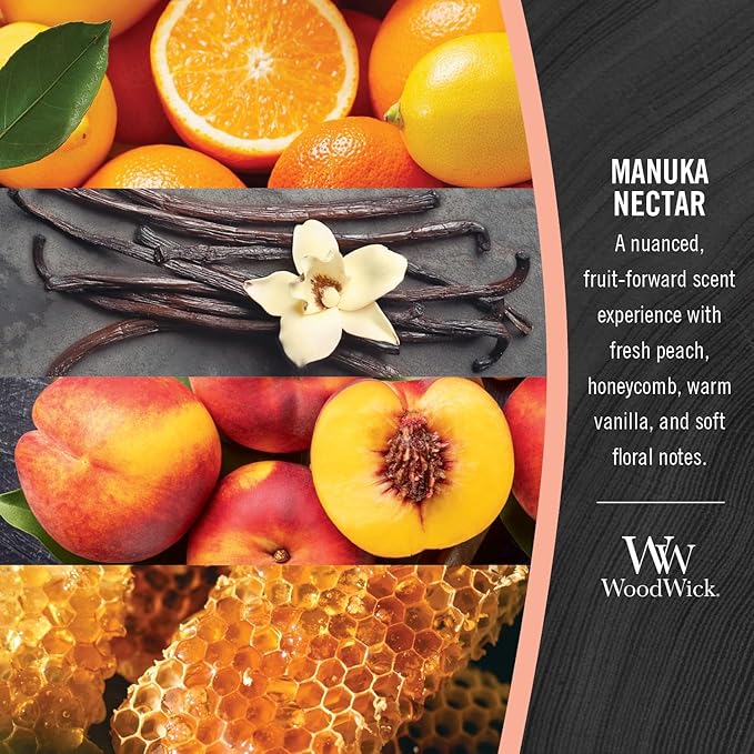 WoodWick Manuka Nectar Scented Ellipse Candle, Crackles as it Burns, Up to 50 hrs Burn time, Great for Gifting, 16oz