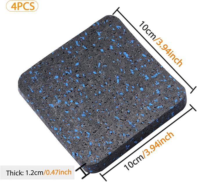 Treadmill Mat Pads - 4 PCS High Density Rubber Anti-Vibration Pads for Walking Pad and Exercise Bike - Noise Reduction Floor Protection for Hardwood Floors and Carpet - 3.94"x3.94"x0.5"