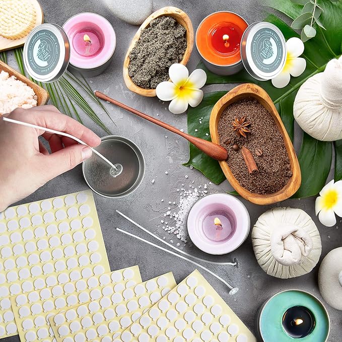Hearth & Harbor Candle Wick Stickers, 500 Pieces Double-Sided Heat Resistant Adhesive Wick Stickers for Candle Making, Glue Stickers for Candle Making, Candle Making Supplies, 20mm Round Stickers