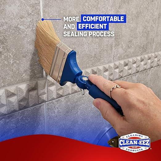 Clean-eez Grout Sealer & Stand-Up Brush Combo: Ultimate Floor Tile & Shower Sealant, Heavy Duty Protection for Kitchen & Bathroom, Safeguard Marble, Ceramic & Granite Surface -32 oz Sealer & Brush Set
